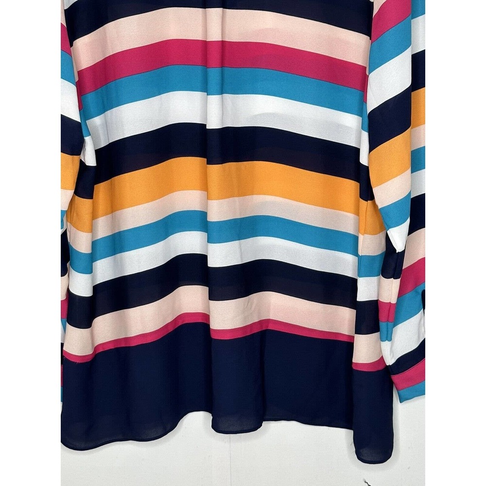 NWT Chicos Womens Striped Miri Colored Blouse 2(12/14) Button‎ Front Semi Sheer - Picture 9 of 11